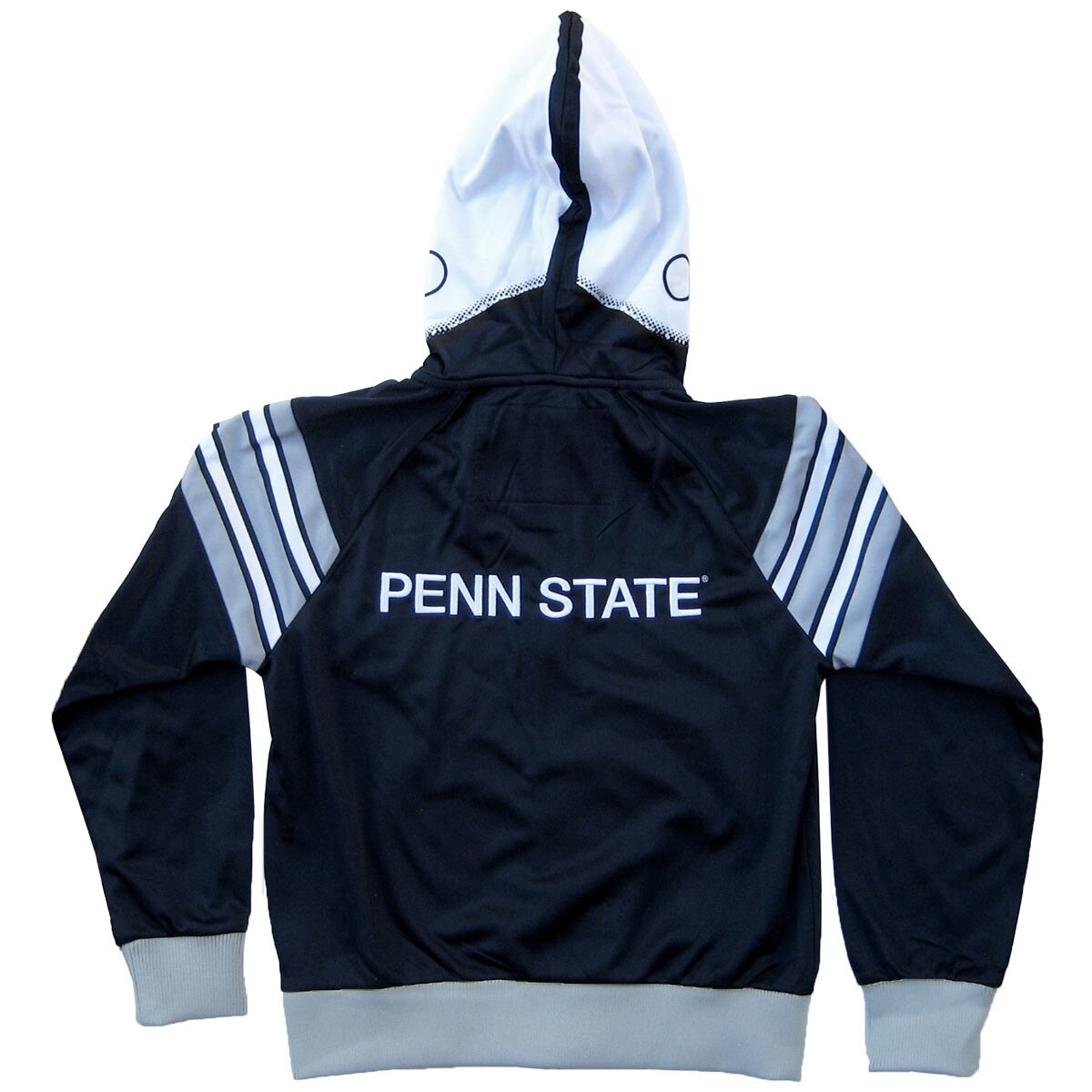 navy full zip youth hooded helmet sweatshirt with Penn State on back
